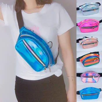 

2019 New Waterproof Laser Fanny Pack Hip Waist Pack Belt Pouch Women Unisex Laser Waist Bag laser Money Wallet Travel Waist Belt