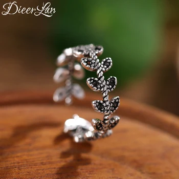 

Vintage S925 Sterling Silver Leaf Rings for Women Adjustable Size Ring Fashion sterling-silver-jewelry