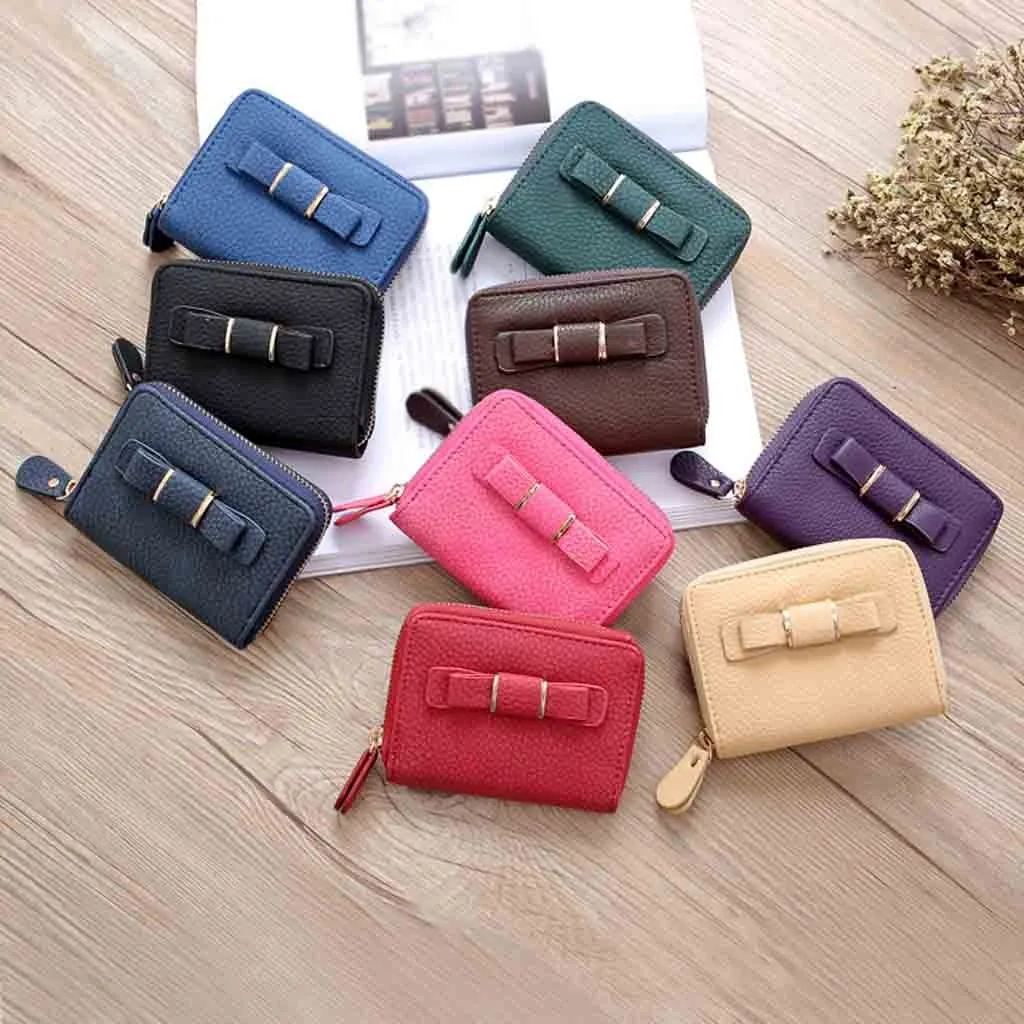 

Women Short Coin Cash Wallet Fashion Mini Ladies Bow Clutch Bag Student Coin Purse Key Pocket Cartera Mujer