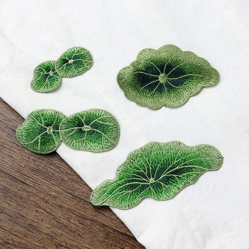 

4pcs/set Lotus Leaf Applique Embroidered Sew-on Patches Fashion Sticker For Clothes Bag Craft Repair Diy Decoration High Quality