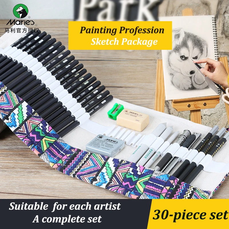 

30pcs Sketch Pencil Set Professional Sketching Drawing Kit Set 2H 2B 3B 4B 5B 6B 7B 8B