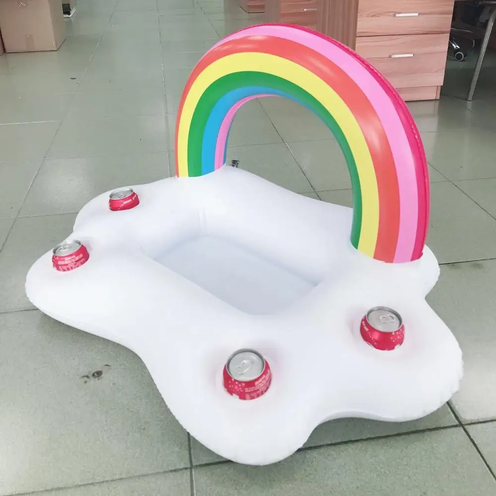 Rainbow Cloud Cup Holder Ice Bucket With 4 Hold Inflatable Mattress