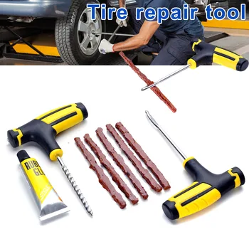 

Car Tubeless Tyre Puncture Repair Plug Kit Needle Patch Fix Repair Tools Car Styling