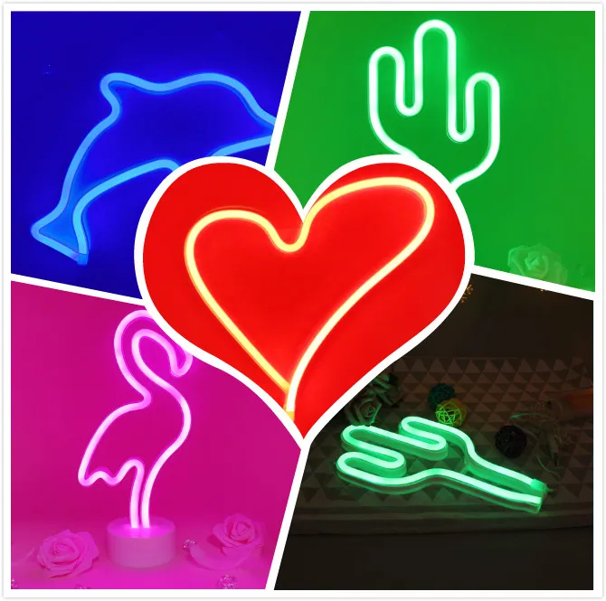 

Neon Fashion LED Neon Sign Light Holiday Xmas Party Romantic Wedding Decoration Kids Room Home Decor Flamingo Moon Unicorn Heart