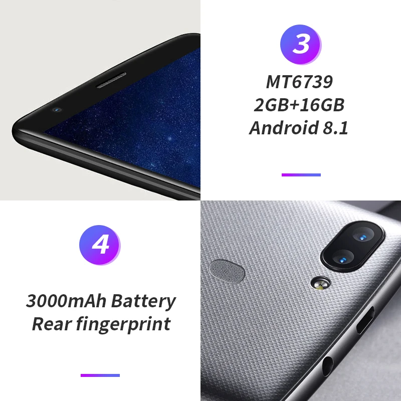 Blackview A20 pro смартфон с 5 дюймовым дисплеем ОЗУ 2 Гб ПЗУ 16 Android 8 1 18:9|Смартфоны| |