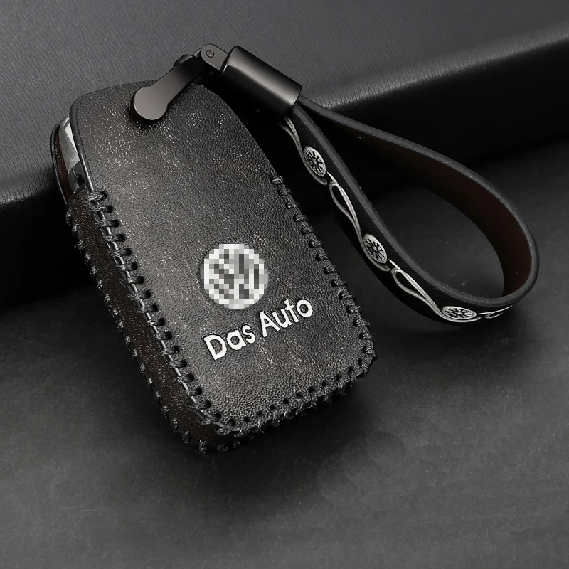

Genuine Leather Car Key Fob Bag Cover Case For Volkswagen for VW PASSAT B8 Skoda Superb A7 for Smart Car Key