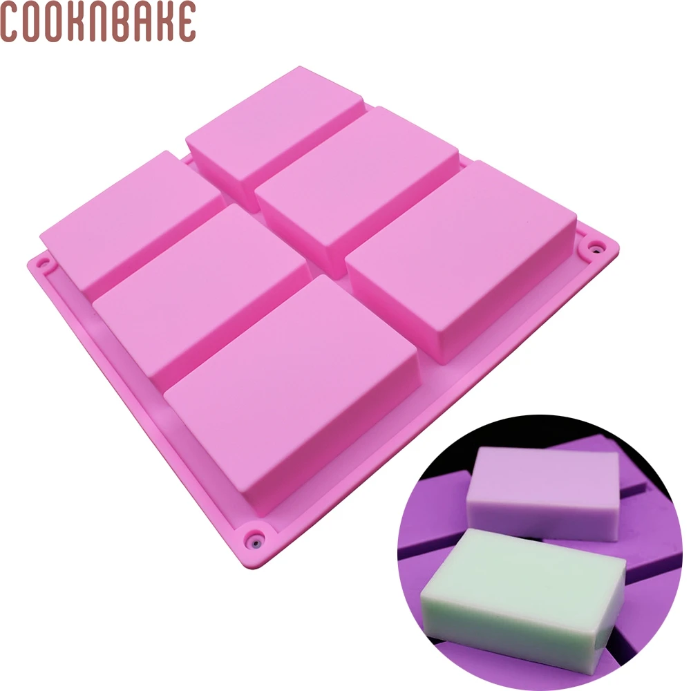 

COOKNBAKE DIY Silicone Handmade Soap Mold 6 Holes Rectangular Pastry Mold 100ml Silicone Cake Bakeware Mold SSM-001-6