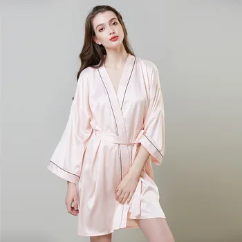 

Casual Rayon Women Kimono Robe Nightwear Summer New Female Sleepwear Home Clothes Sexy Mini Bathrobe Gown Nightdress Negligee