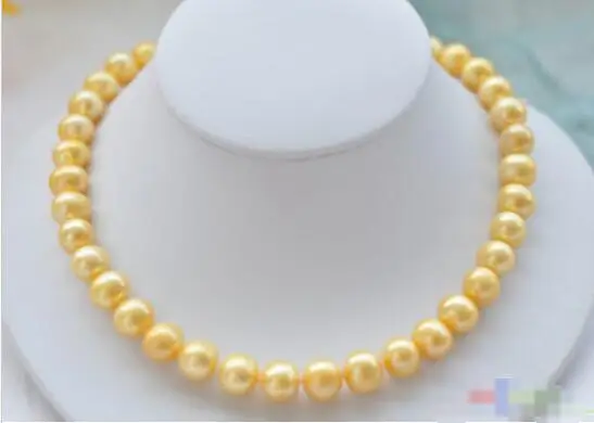 

Hot sale new Style >>>>>REAL 17" 12mm ROUND GOLDEN FRESHWATER PEARL NECKLACE
