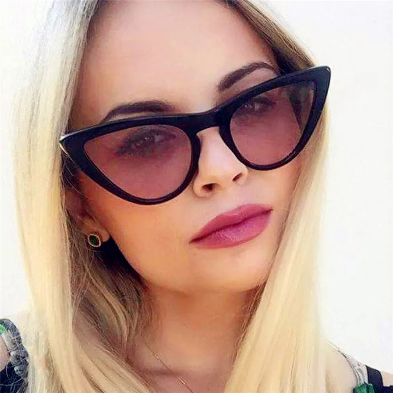 

HJYBBSN Cat Eye Women Sunglasses Gradient Luxury Brand Design Classic Black Frame Goggle Sun Glasses Driver Gafas de sol UV400