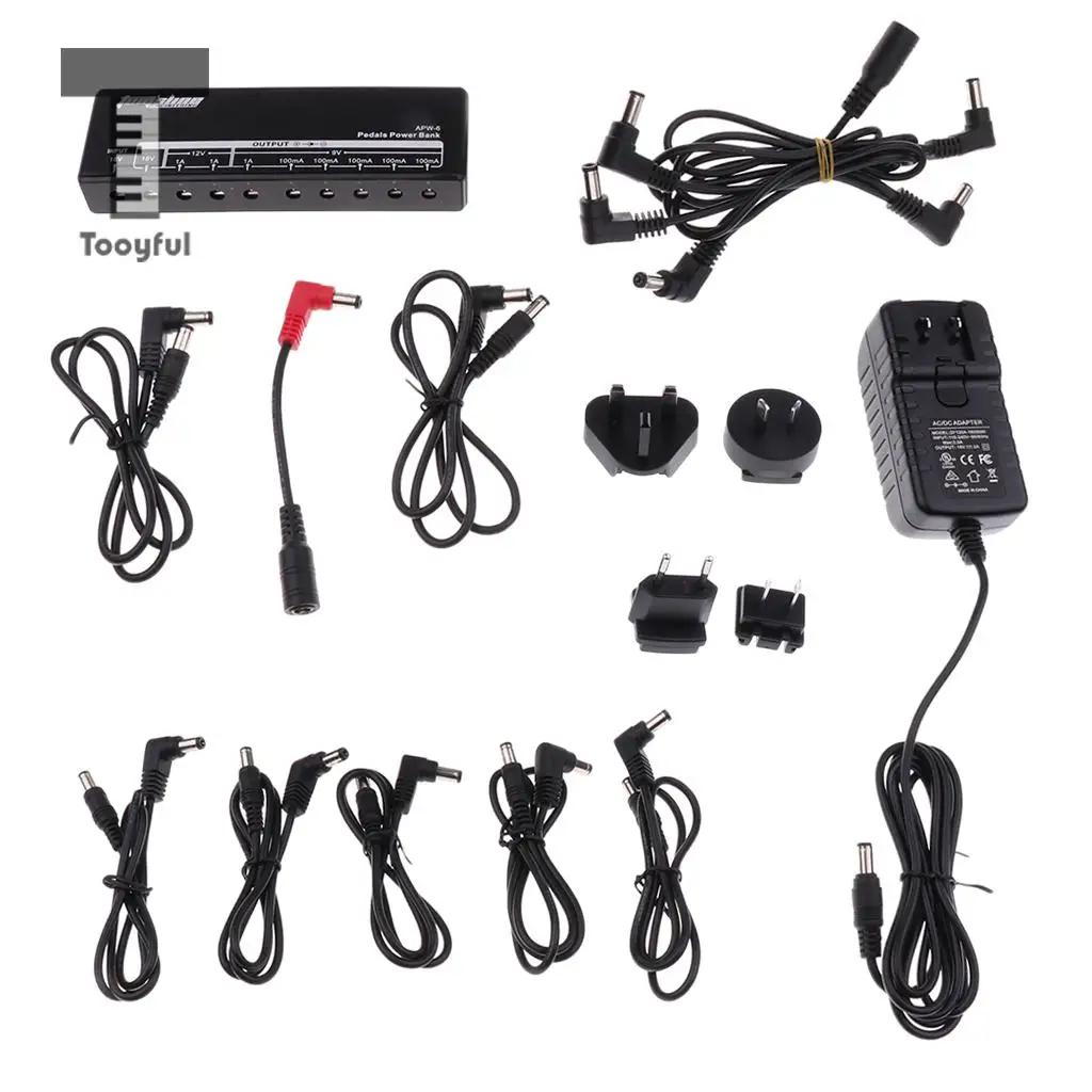 

Tooyful Durable 1 Set APW-6 9V Effect Pedals Power Supply with Cables International Adapter Heads