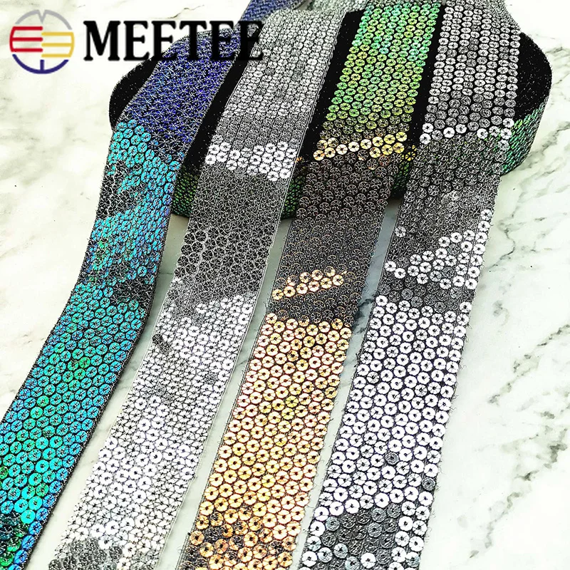 

3Meters 4cm Eco-Friendly Mesh Sequins Lace Trims Embroideried Lace Ribbons Fabric For Stage Dance Dress DIY Sewing Accessories