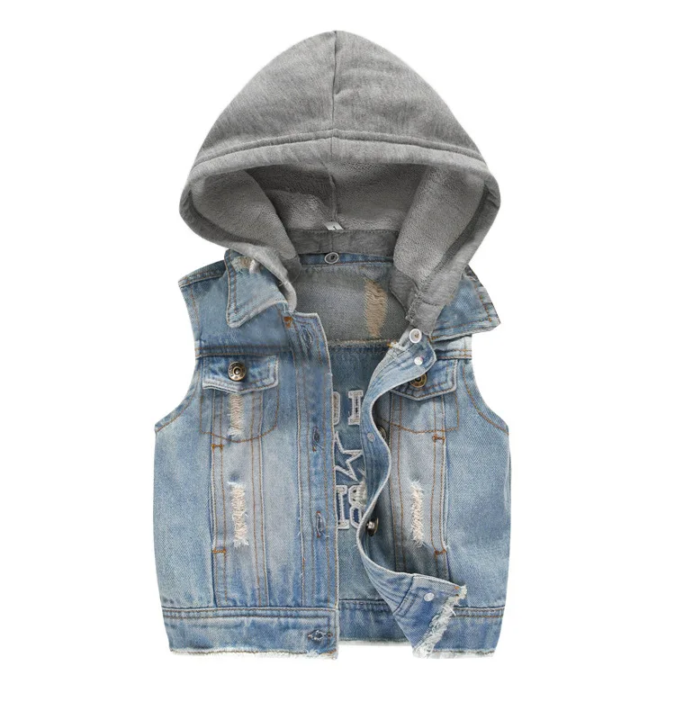 

hot! baby boys cool cowboy Hooded vest children sleeveless denim coat Free shipping spring autumn