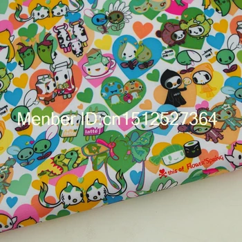 

PVC coated waterproof fabric - Baby, flower and milk bottle - green (WF075)