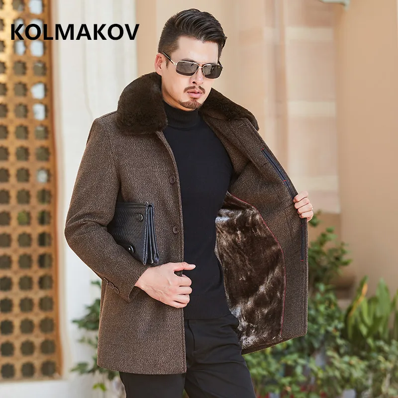 

2019 Winter jacket High quality Men's fashion thicken trench coat Men's casual windbreaker woolen coat Business men overcoat