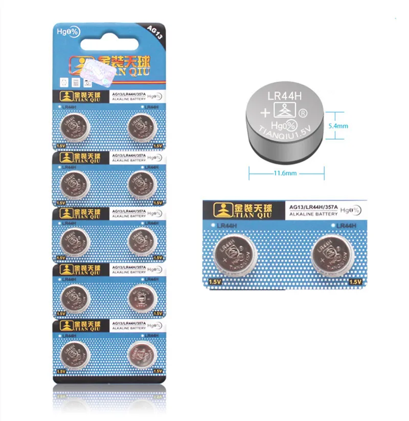 10 шт/карта AG13 кнопочные батареи A76 LR44 батарея 1 55 V LR44H 357 R44 SR1154 LR1154 для монет