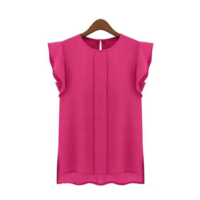 Trendzone 501 1PC Womens Casual Loose Chiffon Short Tulip Sleeve Blouse Shirt Tops Free Shipping