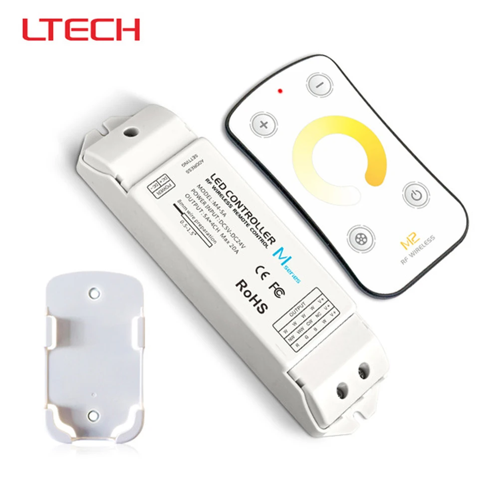 

M4-5A CV Receiver Led Dimmer Controller+ M2 Touch RF Remote Control,5A*4CH Output DC5V-DC24V Input