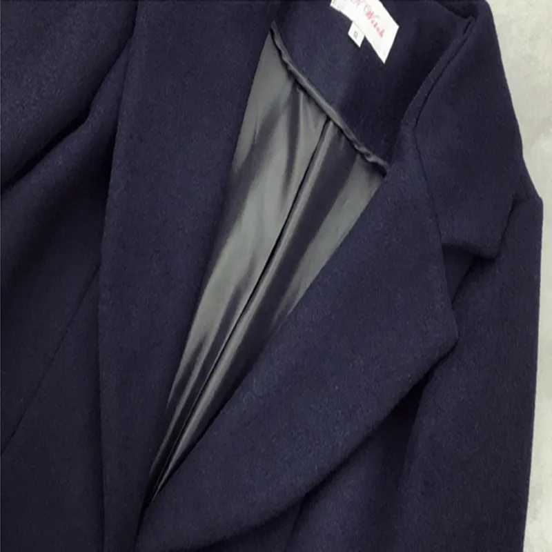 Новое осенне-зимнее женское пальто размера плюс, модное Однотонное шерстяное пальто с отложным воротником на одной пуговице для женщин, большая верхняя одежда