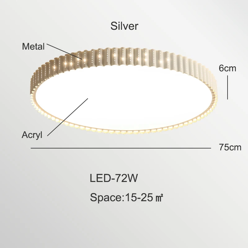 Современные светодиодные Потолочные светильники для Гостиная led лампа Потолочная с корпуса профили из золотистого металла круглый потолочный светильник в Спальню люстра потолочная на кухню лампы с пультом - Цвет корпуса: LED-72W-Silver