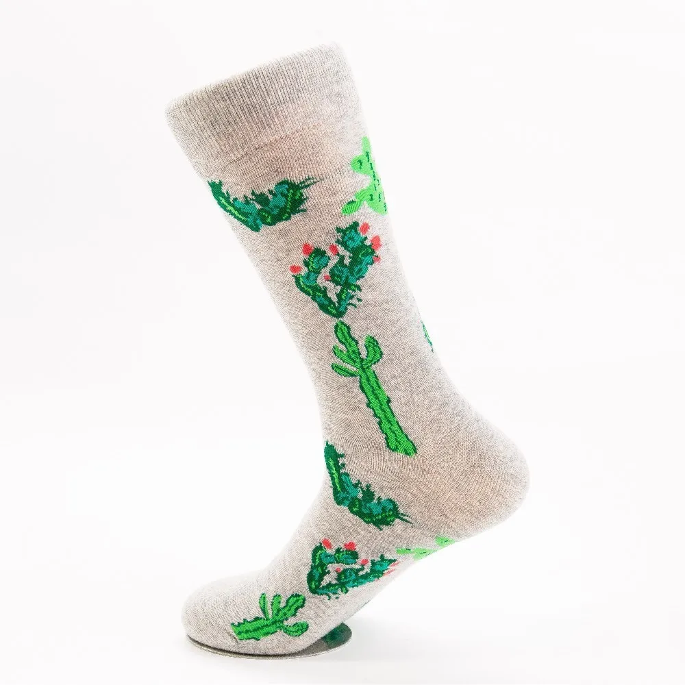 Новинка, оригинальные мужские носки, хлопковые цветные носки, носки с рисунком животных, кальмаров, кактусов, Harajuku, мужские носки, подарок - Цвет: D