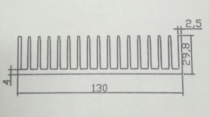 130*30*100/200/300/400 мм Алюминий радиатора Ширина 130 высота 30, опорная плита 4 Длина пользовательских радиатор Ребра Радиатора