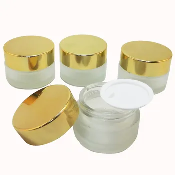 

4 PCS 20 ml Frost Glass Makeup Cream Jar Packaging Container Aluminum Plastic Lid (AY200F(20)Shiny Gold-C=4pcs)
