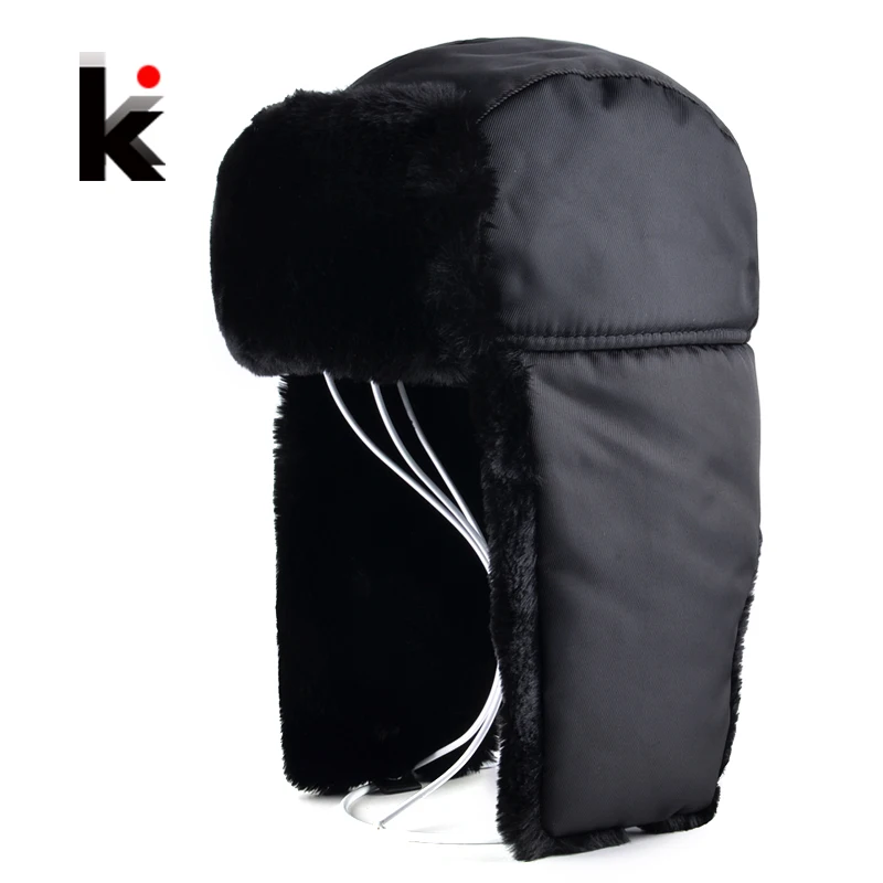

2018 Men's Bomber Hats Warm Faux Fur Russian Warterproof Snow Caps With Earflap For Men Outdoor Thick Classic Male Leifeng Hat