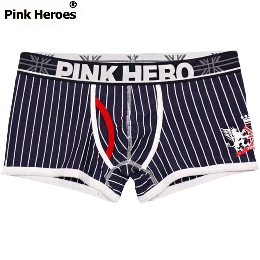 Pink Heroes Newly Design Men's Striped Cotton Boxer Gay Brand Comfy