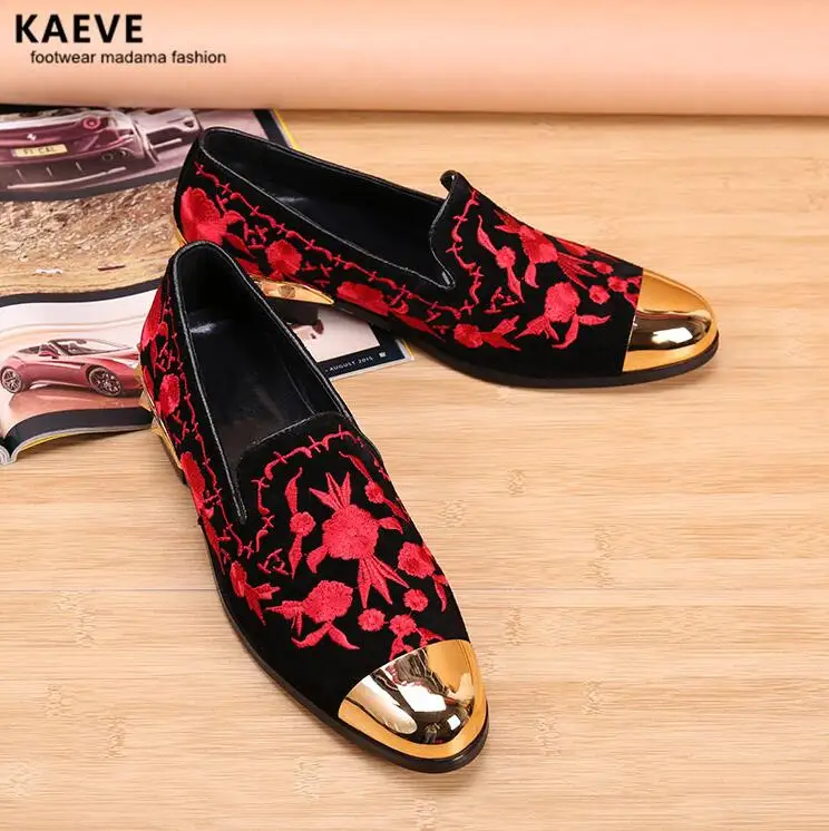 

Black Embroidery Suede Leather Men Loafers For Sale 2016 Wholesale Floral Men Vintage Loafers Men's Casual Shoes Men's Flats