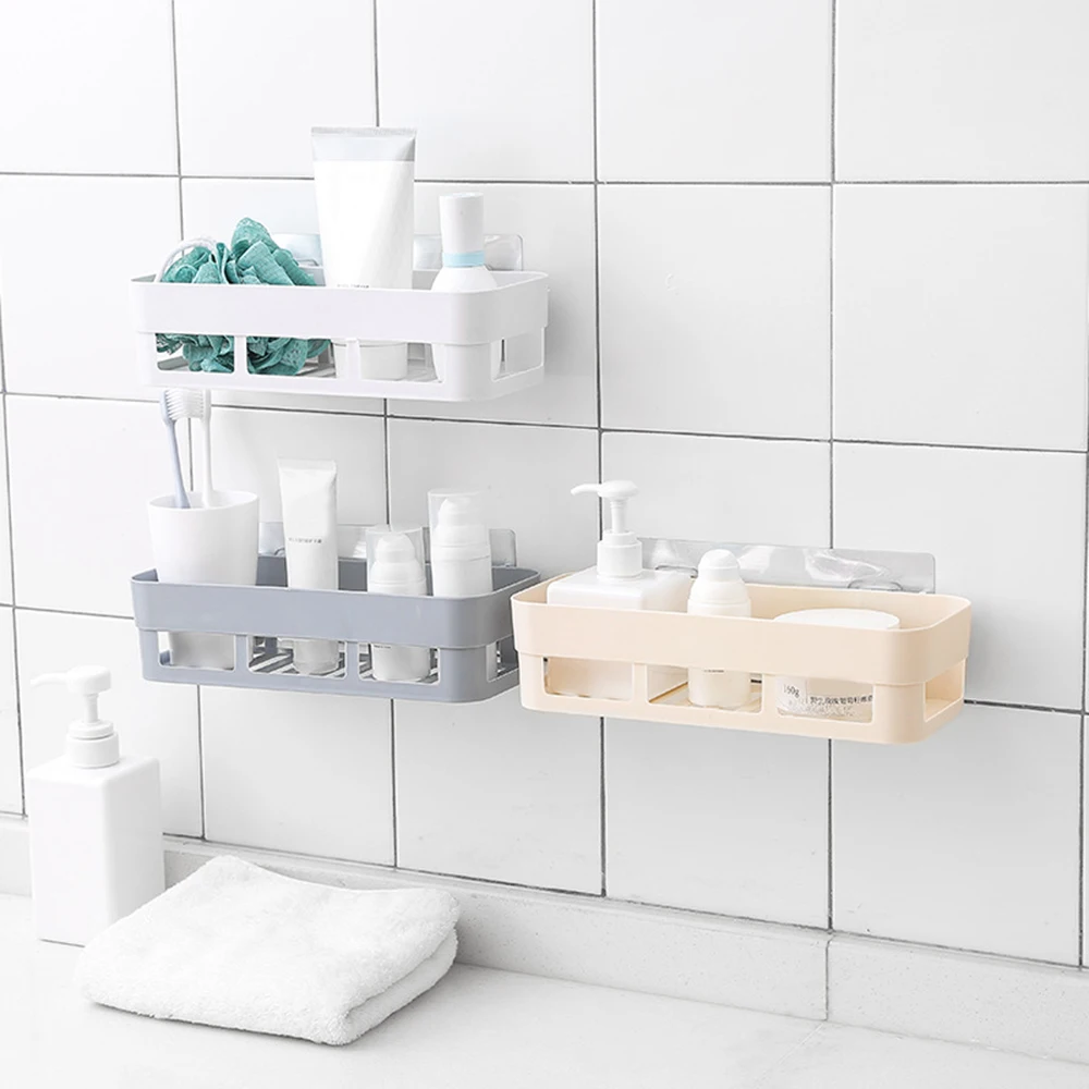 

Hot Sale Adhesive Storage Rack Bathroom Accessories Badkamer Corner Shower Shelf Kitchen Bathroom Shelf Home Decoration 3 Colors
