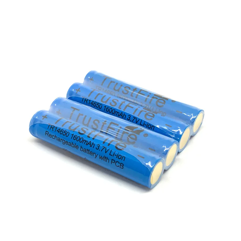 2pcs/lot TrustFire 14650 3.7V 1600mAh Battery Rechargeable Lithium Batteries with Protected PCB Power Source for LED Flashlights