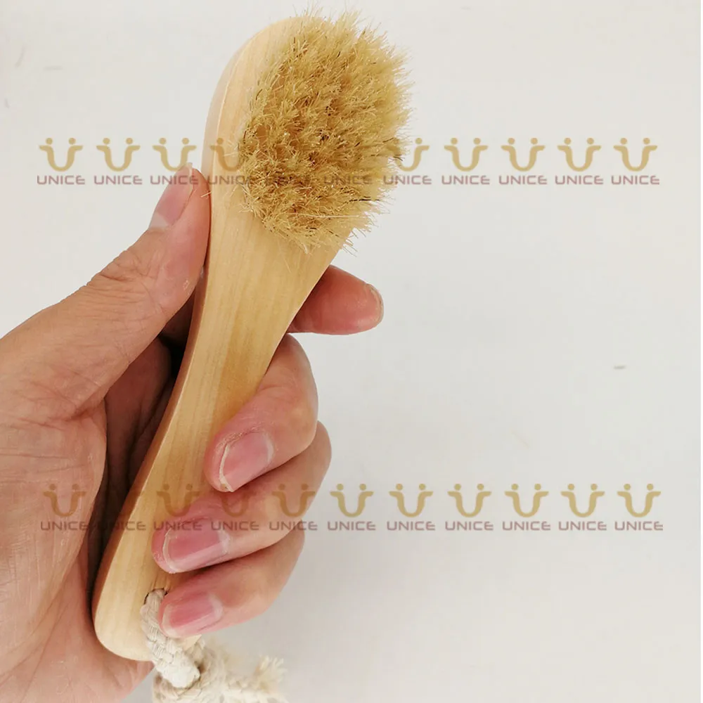 100Pcs/Lot OEM Customized LOGO Boar Bristle Facial Shaving Brush Wooden Handle Cleaning Grooming