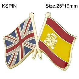 Великобритания Испания различные значок с флагом страны флаг значок брошь Natinal нагрудные булавки флаг нагрудные булавки - Цвет: Золотой