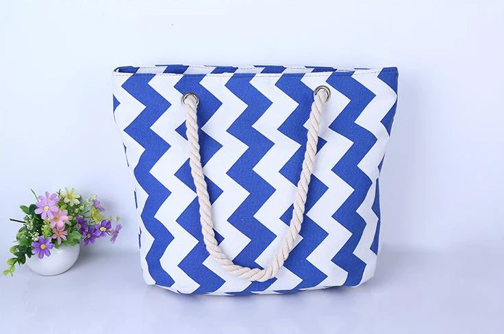Bokinslon Hemp Rope Bags For Women Simple Cnvas Woman Crossbody Bag Wave Stripes Casual Ladies Bags Practical