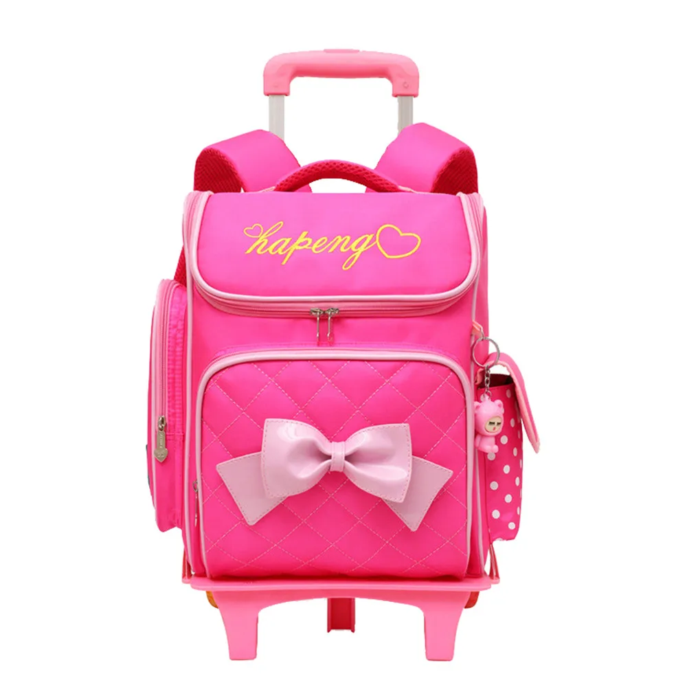 Trolley Backpack for Girls Wheeled School Bag Children Travel Luggage