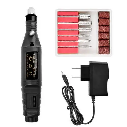 ELECOOL EU US Plug 9 Вт многофункциональная электрическая машинка для маникюра, дрель для ногтей, художественная ручка, педикюрная пилка, отшелушивающий аппарат - Цвет: Black color US plug