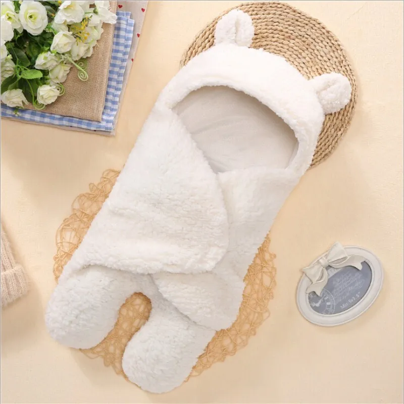 

Baby New born Baby Swaddle Blanket Wrap Soft Winter 0-12 Months Autumn Baby Sleeping Bag Envelope Cute Solid Baby Bedding