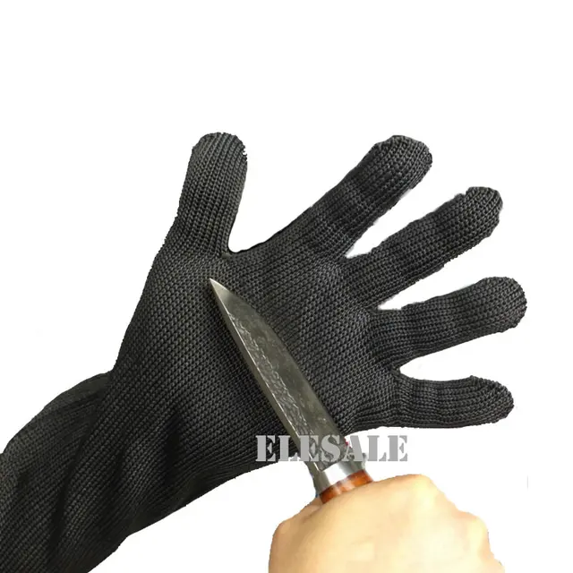 1 Pair Black Cut-Resistant Gloves Long Work Safety Protective Gloves For Butcher Worker Gardener Hands Protection 3