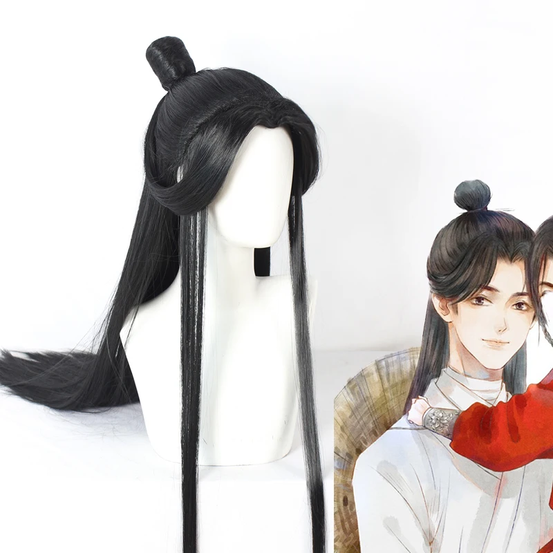 

New Tian Guan Ci Fu Xie Lian Cosplay Wig Hua Cheng Hair Bun Ancient Widow's peak BL Novel Cosplay Gifts