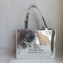 500 шт/партия 30Hx40x10cm оригинальная сумка-шоппер с вашим логотипом напечатанный металлический Серебряный нетканый торговый рынок сумка с рекламой для магазинов