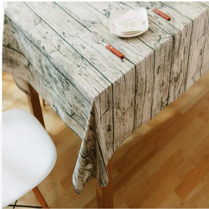 Высокое качество дерево зерна Узор Декоративная скатерть хлопок льняная