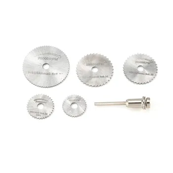 

6PCS HSS Circular Saw Blade Rotary Tool 22/25/32/35/44mm Wood Cutting Discs Drill Mandrel for Dremel Metal Cutter