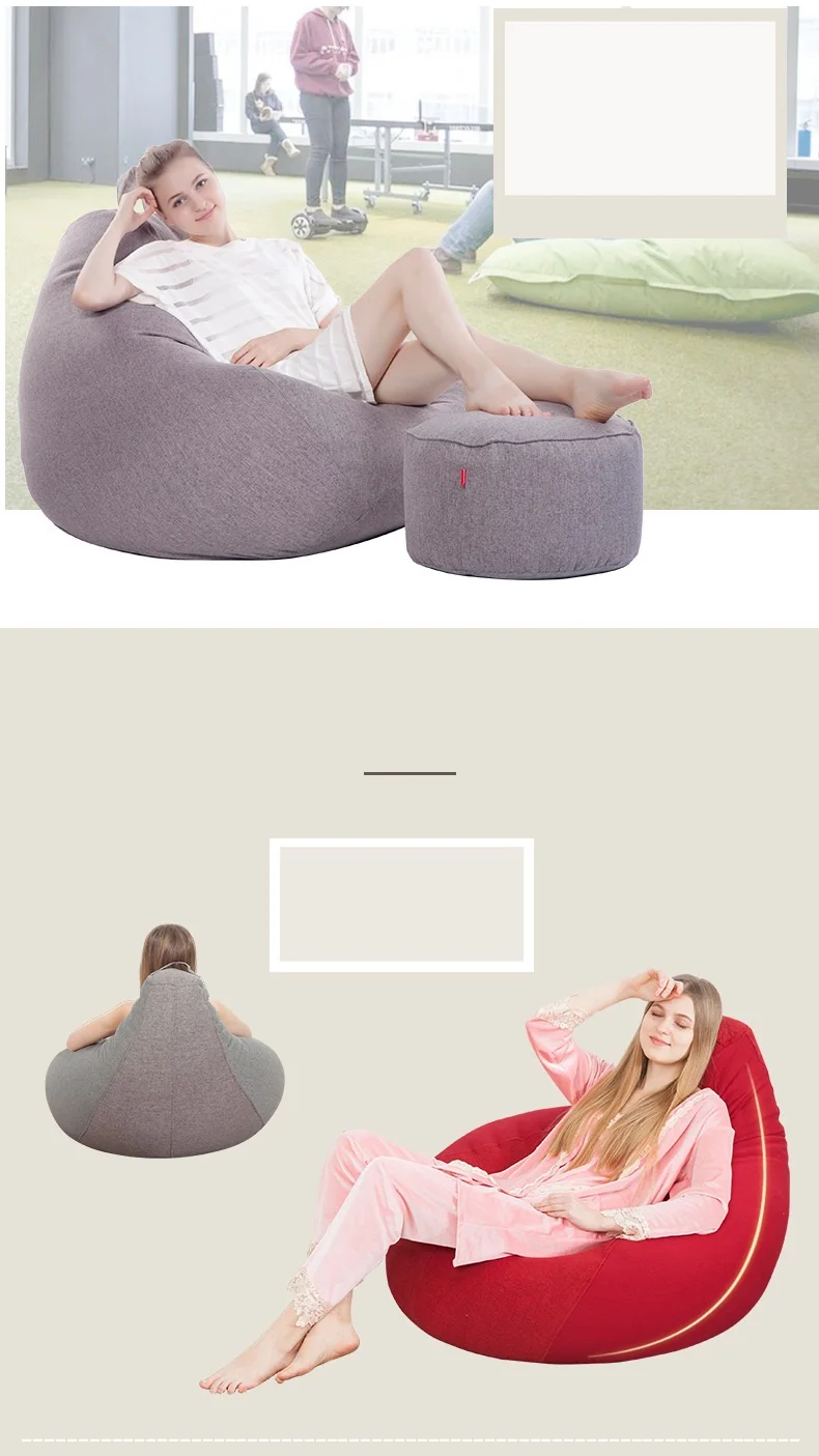 Ленивые татами beanbag диван лежак bean сумки стул, гостиная beanbag крышка с наполнением 90x110 см