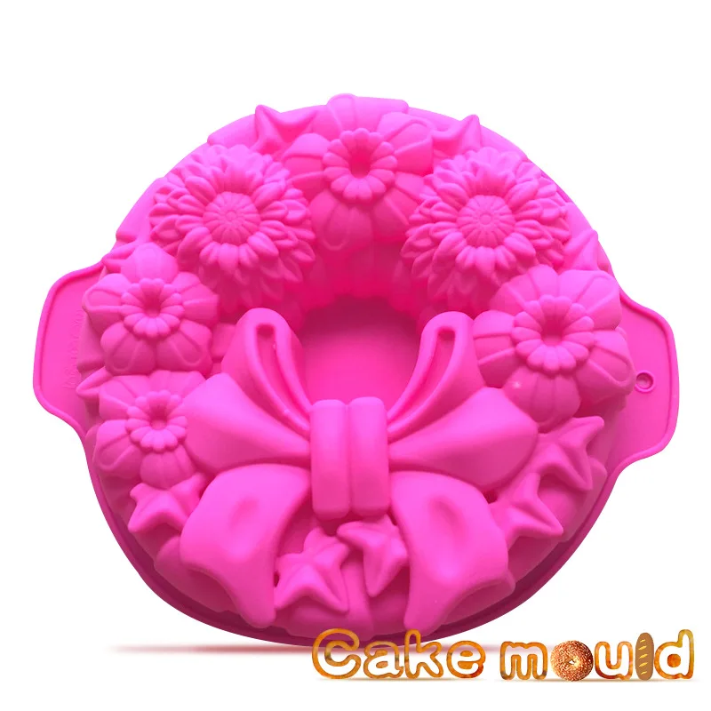 Silicone mold Big round flower and bow shape DIY bakeware pan Creative