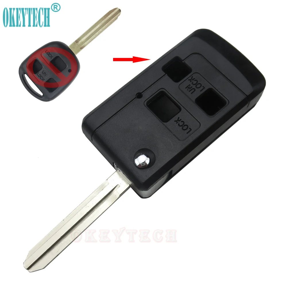 

OkeyTech For TOYOTA Modified 3 Button Folding Flip Remote Car Key Fob Shell Case For TOYOTA FJ Land Cruiser Camry TOY43 Blade