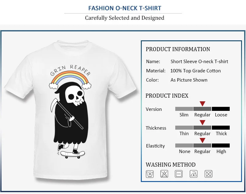 Normal Top T-shirts Creative Round Collar Grin Reaper 100% Cotton Men's Tops Tees Customized Short Sleeve Sweatshirts Grin Reaper