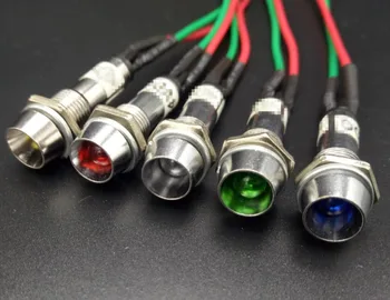 

8pcs pilot lamp with Cable 12V 24V LED 8mm mounting hole signal light indicator light