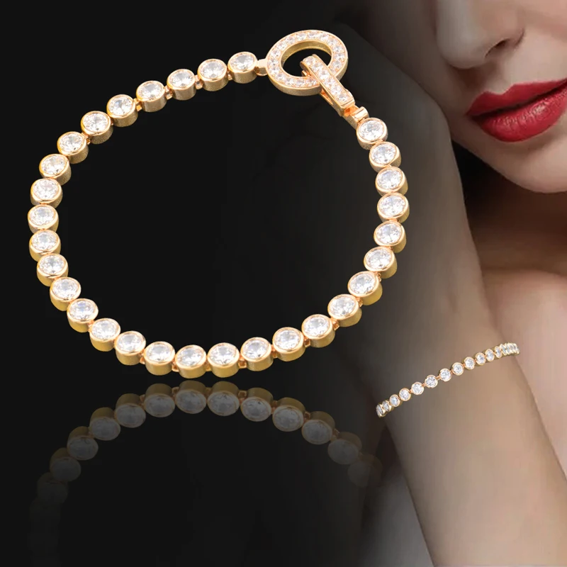 

SINLEERY 2019 AAA Cubic Zirconia Tennis Bracelet Female Gold Silver Color Crystal Bangle For Bridal Wedding Jewelry CZ068 SSH