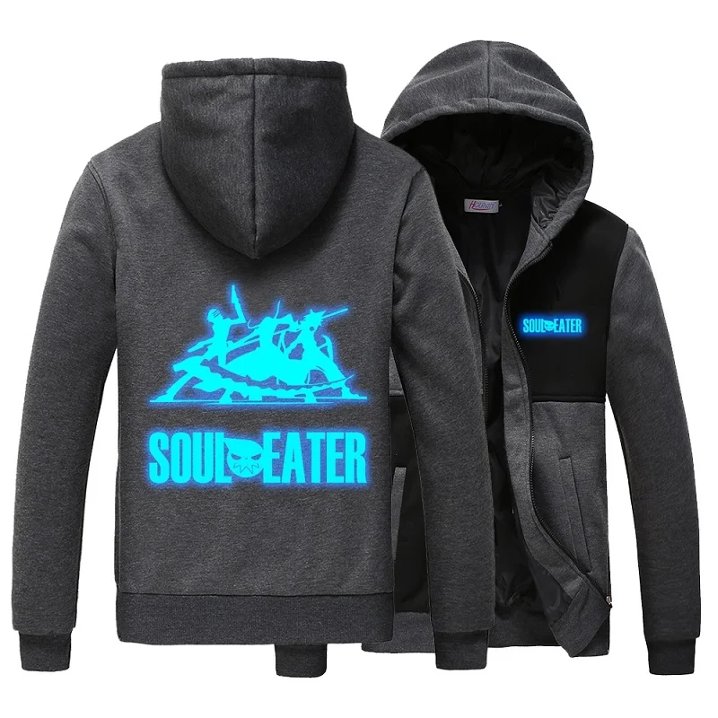 

Anime Cos Soul Eater MAKA ALBARN luminous Coat hoodie feece jacket Soul Eater Black Star stitching Noctilucent hoodie jacket